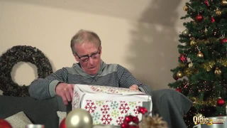 Christmas couch threesome with Azure Angel xxx video