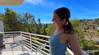 Violet Dawn balcony blowjob xxx