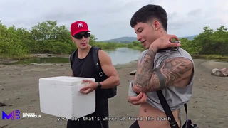 Beach threesome with Danner Mendez xxx porn scene