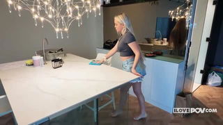 Barbie Angel cleans kitchen counter xxx video