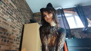 Catgirl fishnet bodysuit tease xxx porn