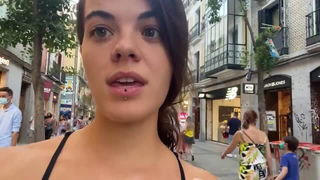 Brunette with lip piercing in Madrid porn video